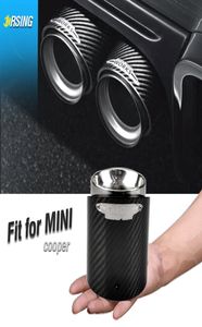 1 Pc Glossy Koolstofvezel Uitlaat pijp Tips Fit Voor Mini Cooper F54 F55 F56 F57 F60 R559595129