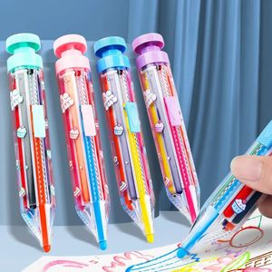 1 unidad de lápiz Kawaii Rainbow de 8 colores, crayones degradados concéntricos, regalo para niños, lápices de colores, pintura artística, papelería de dibujo 240227