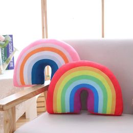 1 pc kinderen regenboog u vorm kussen kussen nek kussen hoofd ondersteuning slapende pluche speelgoed kinderen kinderen kamer decoratie 240426