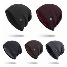 1 ST Heren Winter Slouchy Beanie Warm Fleece Lijne Schedel Cap Baggy Kabel Knit Hoed Winter Warm Hoed Solid Gorros Accessoires Y21111