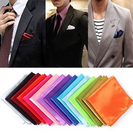 1 PC Men Silk Satin Pocket Square Hankerchief Hanky ​​Plain Solid Color Wedding Party Accessories 15 Colors246s