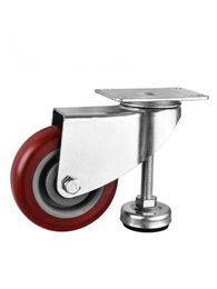 1 PC Emballage de 4 pouces Caster Horizontal Réglage roue de taille moyenne Jujube Red PVC réglable avec tasse à pied