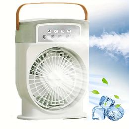 1 Pc Draagbare Watergekoelde Ventilator USB Oplaadbare Ventilator Bevochtigde Spray Fan Desktop Kantoor Kleine Ventilator Drie Windsnelheid Vrij Verstelbare Kleine Ventilator