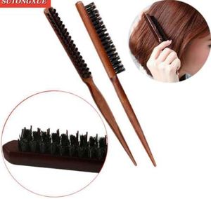 1 PC Pro Professional Salon Teasing Back Hair Brushes Madera Línea delgada Peine Cepillo para el cabello Extensión Peluquería Herramientas de estilo Kit de bricolaje