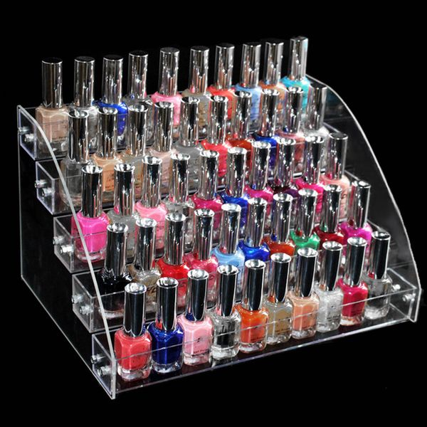 1 Pc Amovible 5 Niveaux Rack Acrylique Clair Vernis À Ongles Cosmétique Vernis Présentoir Titulaire Maquillage Organisateur Boîte De Rangement Y200111