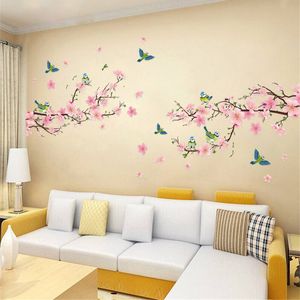 1 unidad de pegatinas de pared de Sakura para habitaciones de niños, dormitorio, sala de estar, arte DIY de PVC, hermoso árbol de flores, papel tapiz extraíble, decoración del hogar, nuevo