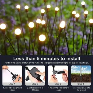 1 pc Solar Garden Firefly Lights Outdoor Imperproof Starproof Starburst Swing Decorative Lamps for Path Yard Patio Pathway Payscape