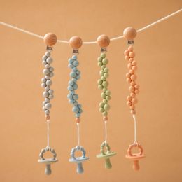 1 PC Color sólido Silicona Pacificador Clips Safe Baby Handmader Pacifier Clips Cadena de soporte de la cadena infantil TEATER DIENTA