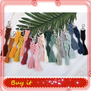 1 PC Tassel Keychains pour femmes Boho Key Support Keyring Macrame Sac de charme Charme Accrocher Bijoux Cadeau pour amis G1019