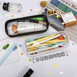 Trousse à crayons transparente en PVC, 1 pièce, sac à stylos étanche Simple, papeterie scolaire et de bureau pour étudiants, fournitures de rangement de cosmétiques à fermeture éclair