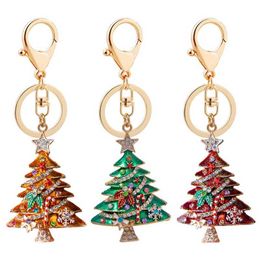 1 PC Unisex Kerstboom Sleutelhanger Sleutelhanger Crystal Rhinestone Auto Opknoping Hanger Creatieve Sleutelhanger Purse Tas Charm Chains G1019