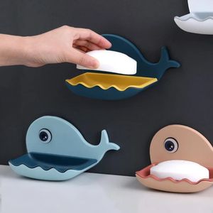 1 pc baleine en forme de savon sans poinçonnage Boîte de salle de bain Savon de salle de bain Soconte de salle de bain Mur de salle de bain étagère de rangement de salle de bain