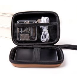1 pc Sac de rangement de couleur en bois pour les écouteurs de voyage portables portatives USB Banque d'alimentation EVA Organisateur de boîtier Electronics transportant la pochette