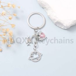 1 pc y2k Star Heart Keychain Pretty Planet Bag Decoration Ring Key Best Friendship Gift For Women Girls fait Handmade DIY Bijoux