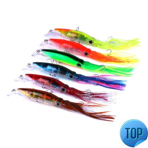 1 pièces 14 cm/40g poisson appât bionique 3D oeil dur appât Six couleurs calmar pieuvre natation appât crochet océan leurre engins de pêche