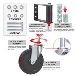 1 pcs 4 '' / 5 '' Hourdeux en caoutchouc muet Spring chargée Porte de porte rouleau de porte rouleau de ressort roule noire pour les roues de porte de la maison de clôture