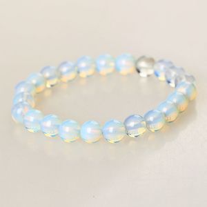 1 pièces 8mm rond cristal pierre de lune pierre naturelle extensible Bracelet de perles pour les femmes mode Style romain Bracelet