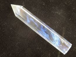 1 Uds. Varita de cristal de cuarzo con olor a azul amarillo de 95 mm cristal de cuarzo de fusión natural PUNTO DE CURACIÓN