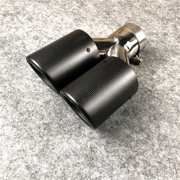 1 Uds. Akrapovic mate pegatina de punta de escape doble fibra de carbono tubo de escape Universal puntas de silenciador de coche boquillas Tail276t