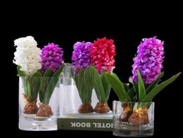 1 PCS Jacinto de flores artificiales con bulbos Mesa Home Table Bonsai en el hogar, decoración de la oficina del jardín del hogar, decoración de Navidad3527871