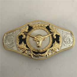 1 pc's Big Size Gold Bull Head Western Belt Buckle voor Cintura Cowboy237o
