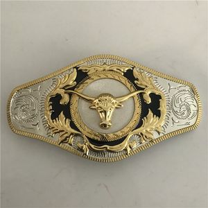 1 pc's Big Size Gold Bull Head Western Belt Buckle voor Cintura Cowboy237o