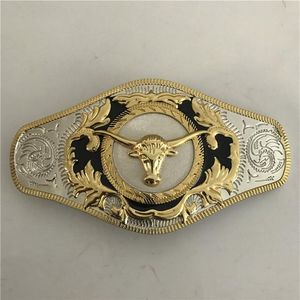 Boucle de ceinture occidentale tête de taureau dorée de grande taille, 1 pièce, pour Cintura Cowboy319f