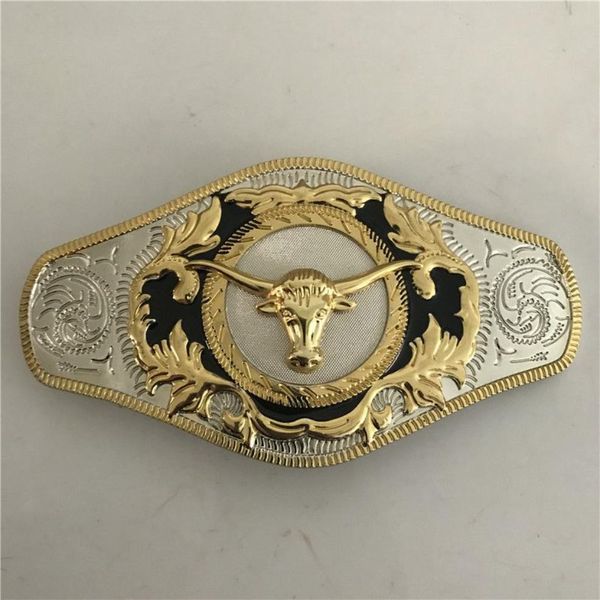 Boucle de ceinture occidentale tête de taureau dorée de grande taille, 1 pièce, pour Cintura Cowboy268d