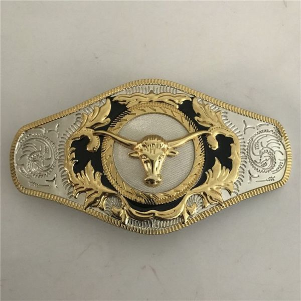 Boucle de ceinture occidentale tête de taureau dorée de grande taille, 1 pièce, pour Cintura Cowboy277h