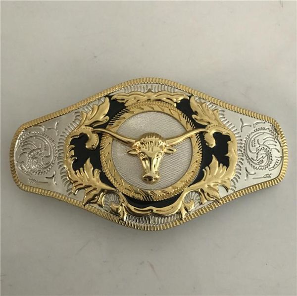 Boucle de ceinture occidentale tête de taureau dorée de grande taille, 1 pièce, pour Cintura Cowboy9739010