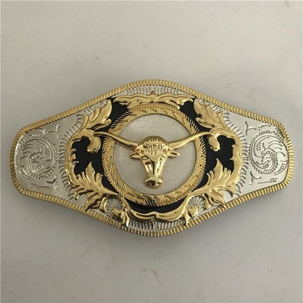Boucle de ceinture occidentale tête de taureau dorée de grande taille, 1 pièce, pour Cintura Cowboy210l