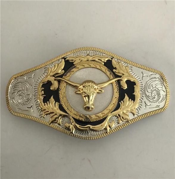 Boucle de ceinture occidentale tête de taureau dorée de grande taille, 1 pièce, pour Cintura Cowboy4599615