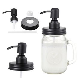 1 stks Black Mason Jar Soap Dispenser Deksels Roestbewijs 304 Rvs Vloeibare Kleine Kop Lotion Pomp voor Keuken en Badkamer JAR NIET RCTM