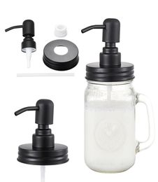 1 PCS Black Mason Jar Soap Dispenser Deksels Rustbestendig 304 Roestvrijstalen vloeistof Kleine hoofdlotionpomp voor keuken en badkamer JA8593161