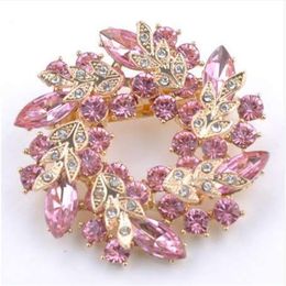 1 stks Bling Bling Crystal Rhinestone Golden Chinese Redbud Bloem Broche Pins Sieraden Vrouwen Broches voor Scarf188Q