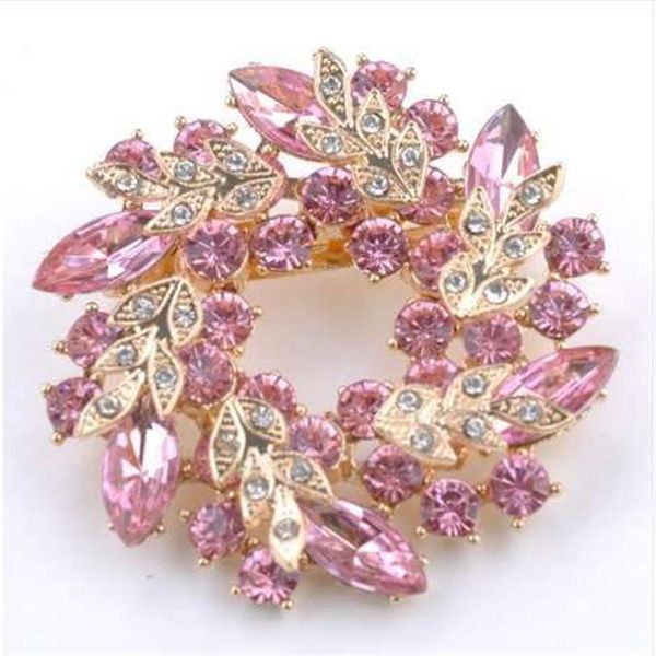 1 pièces Bling Bling cristal strass doré chinois Redbud fleur broche broches bijoux femmes broches pour écharpe 188Q