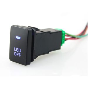 1 Uds. Interruptor pulsador de luces LED azules de 20*32mm con cable conector para nuevo Toyota/interruptor pulsador de luces LED apagadas