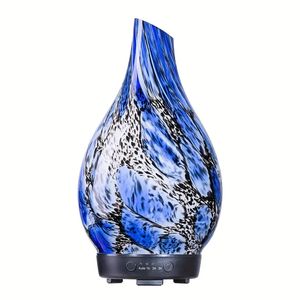 1 PCS Bleu Tacheté Oblique Bec Vase Verre Aromathérapie Humidificateur Mignon Esthétique Trucs Moins Cher Articles Disponibles Pour Classe École Chambre Bureau Voyage