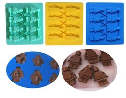 1 pcs Cake Bakvormen Lego Robot Vorm Siliconen Ijs Rooster Schimmel Fandont Chocolade Schimmel Fondant Taart Decoreren Gereedschappen2980029