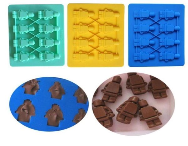 1 Uds utensilios para hornear pasteles Lego forma de Robot molde de celosía para hielo molde de Chocolate Fandont herramientas para decoración de tortas con fondant 2980029