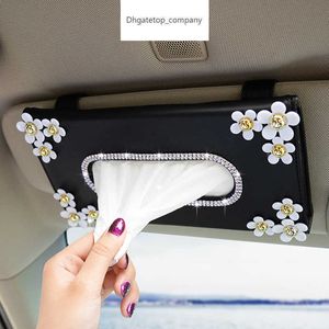 1 pièces boîte de papier cristal de voiture avec accessoires de décoration intérieure en tissu de chrysanthème pour Type de pare-soleil