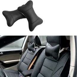 1 Uds. Almohadas para el cuello del coche Protector de soporte para la cabeza de cuero Pu negro/rojo cojín Universal para el respaldo del reposacabezas apto para todos los vehículos