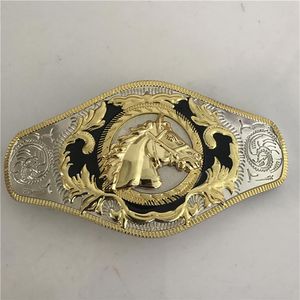 1 pièces Cool dentelle or tête de cheval Western Cowboy boucle de ceinture pour Hebillas Cinturon Fit 4 cm de large Belt292Z