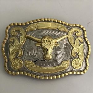 1 pièces Cool Silver Gold Bull Western Cowboy boucle de ceinture pour hommes Hebillas Cinturon Jeans ceinture Head84269572437