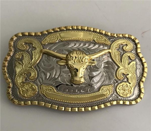 1 pcs Cool Silver Gold Bull Western Cowboy Belt Buckle for Men Hebillas Cinturon Jeans Belt Head4059949