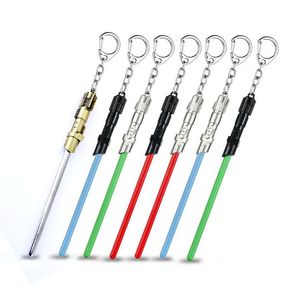 1 pièces Cosplay jouets guerre porte-clés étoile métal sabre laser lumière sabre télescopique porte-clés Figure jouets