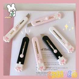 1 PCS Leuke Girly Pink Cat Paw Alloy Mini Portalble Utility Mes Cutter Letter Envelope Opener Mail Knife School Kantoorartikelen