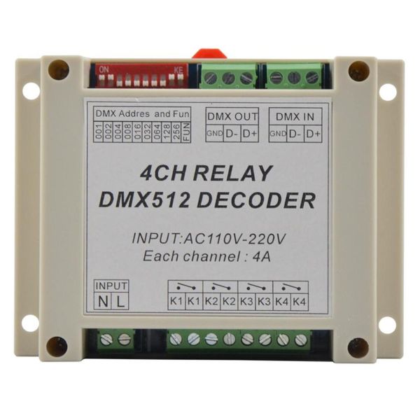 1 pièces DMXRELAY4CH dmx512 relais décodeur contrôleur utilisation pour lampe à LED bande lumineuse LED entrée AC110220V8566128