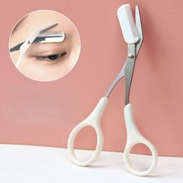 1 pc's wenkbrauw trimmer schaar met kammen gezicht wenkbrauw vormgevende scheerbeurt verzorging wenkbrauw haarverwijdering scheermessen make -up accessoires