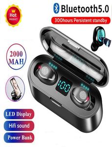 1 PCS F9 TWS Écouteurs Wireless Bluetooth 50 HiFi Eleebuds Stéréo Bass Casque avec MIC 2000mAh PK rechargeable PK i12 I11111199265